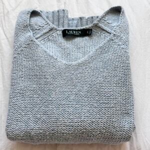 lauren Ralph Lauren Gray chunk knit sweater sz S neutral basics cottagecore